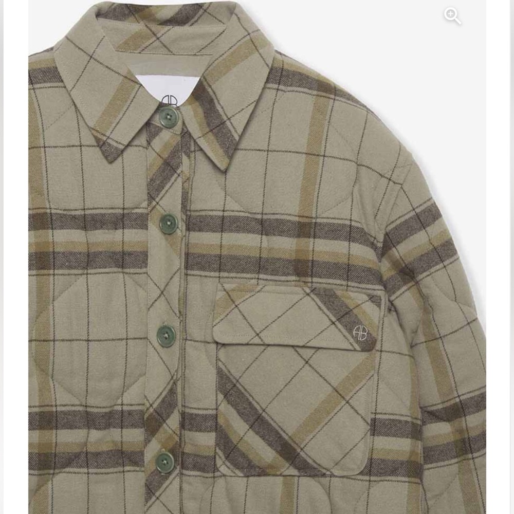 Anine Bing Plaid Jacket in Olive and Brown - Picture 3 of 4
